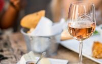 clear wine glass on table